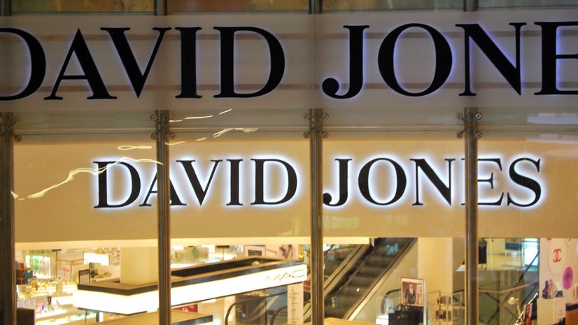 David Jones sign outside department store window