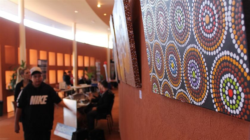 Paintings adorn the walls of the Goldfields Arts Centre foyer