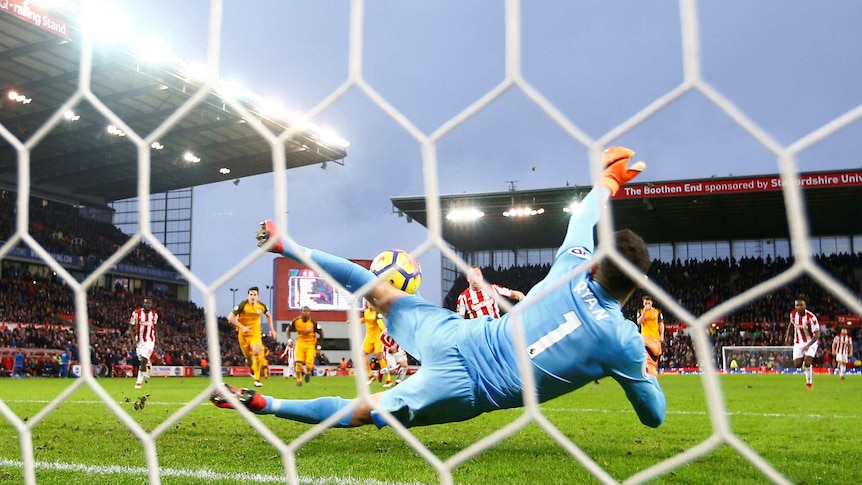 Mat Ryan makes penalty save for Brighton against Stoke