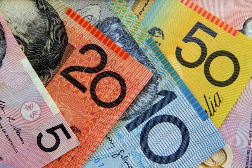 A close up photo of Australian currency.