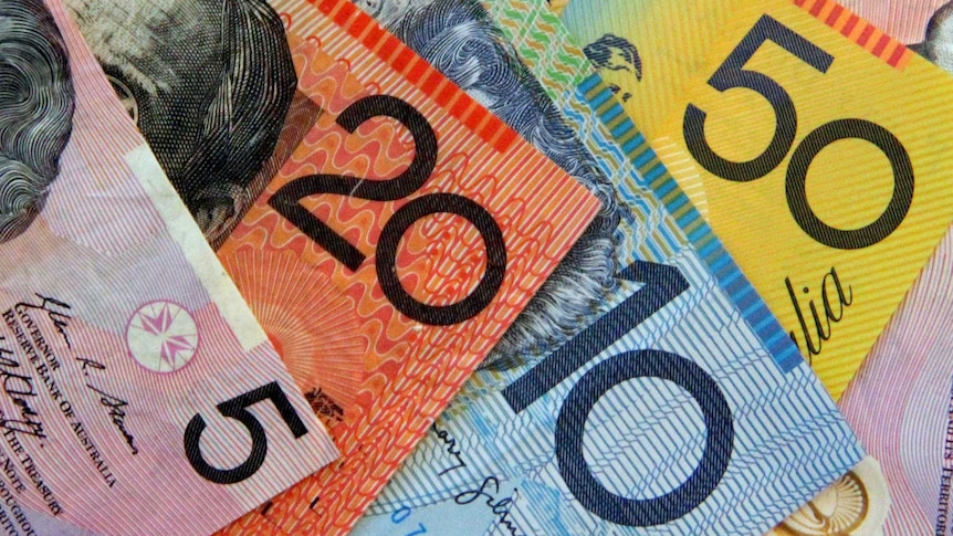 A close up photo of Australian currency.