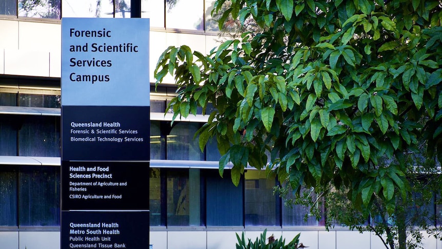 Front sign of the Queensland Health Forensic and Scientific Services (QHFSS) lab