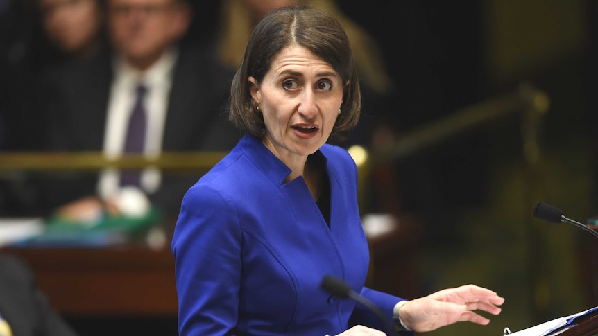 A woman stands at a lectern