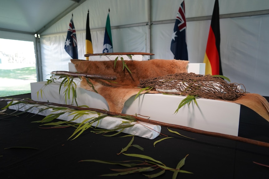 Aboriginal artefacts on display in Adelaide.