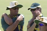 Happier times ... Shane Warne (L) and Steve Waugh during an Australi training session in 2002
