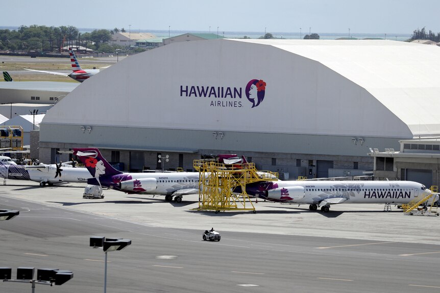 前面有夏威夷航空公司的空气衣架