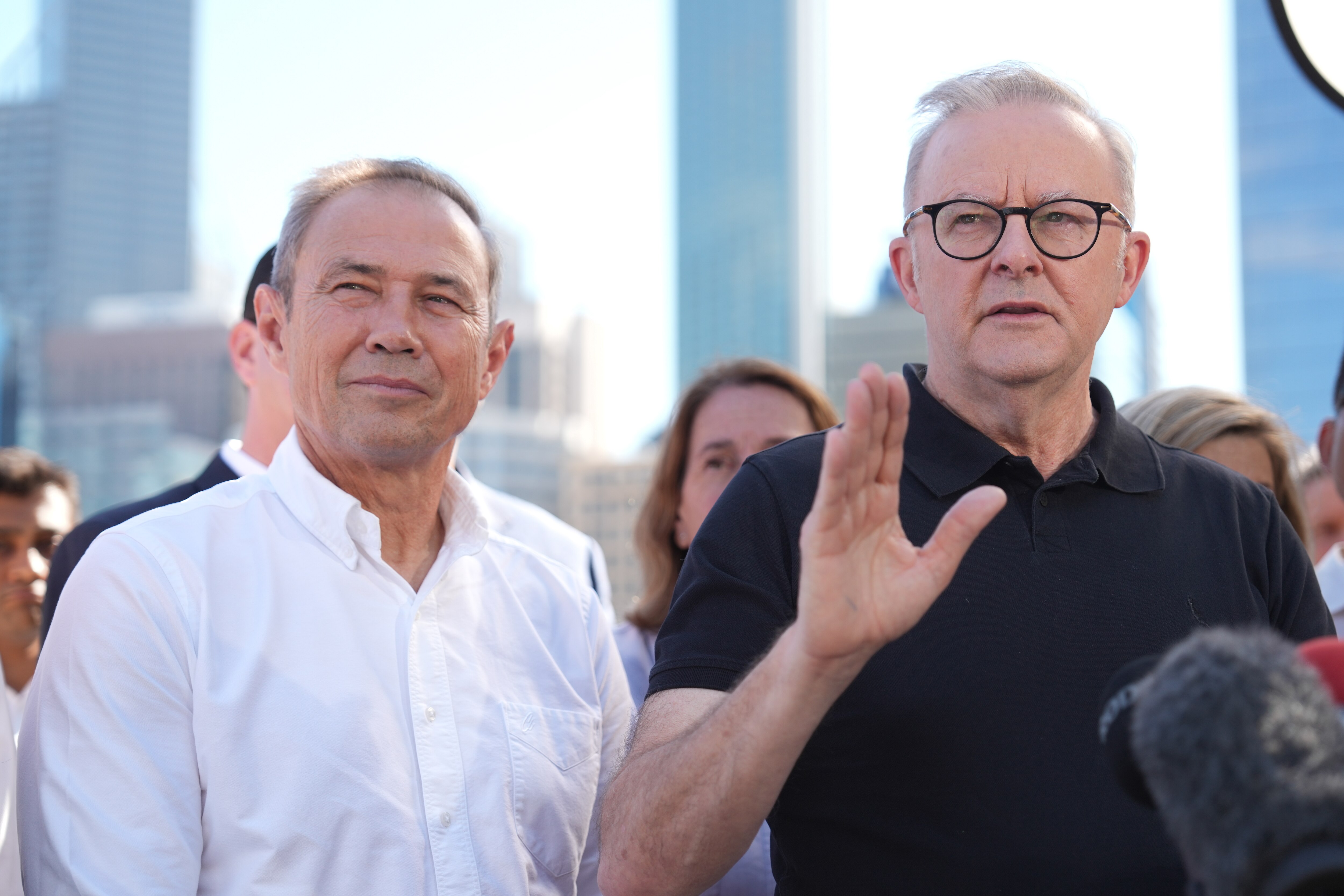 Anthony Albanese at press conference in Perth, electorate of Swan.