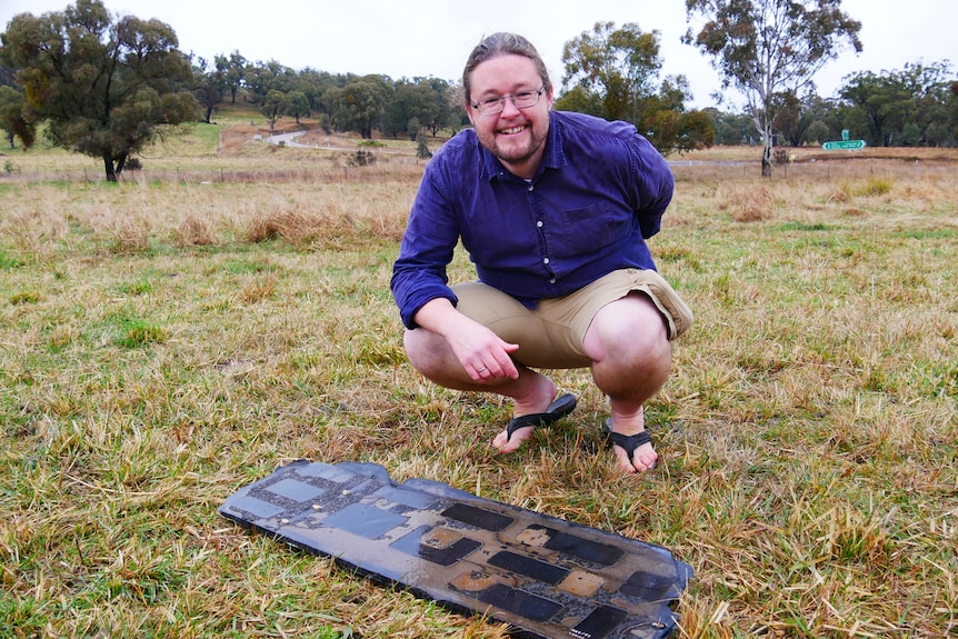 Dr Brad Tucker with space junk on a property