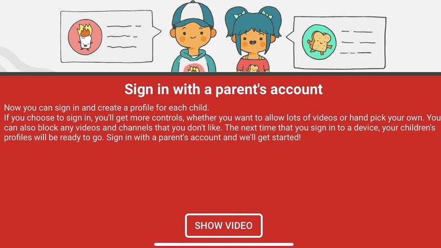 A screenshot of the YouTube Kids parental control settings.