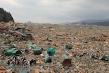 What remained of the town of Rikuzentakata where 80 per cent of homes were swept away by the tsunami.
