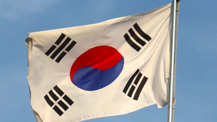 The South Korean flag on a flag pole