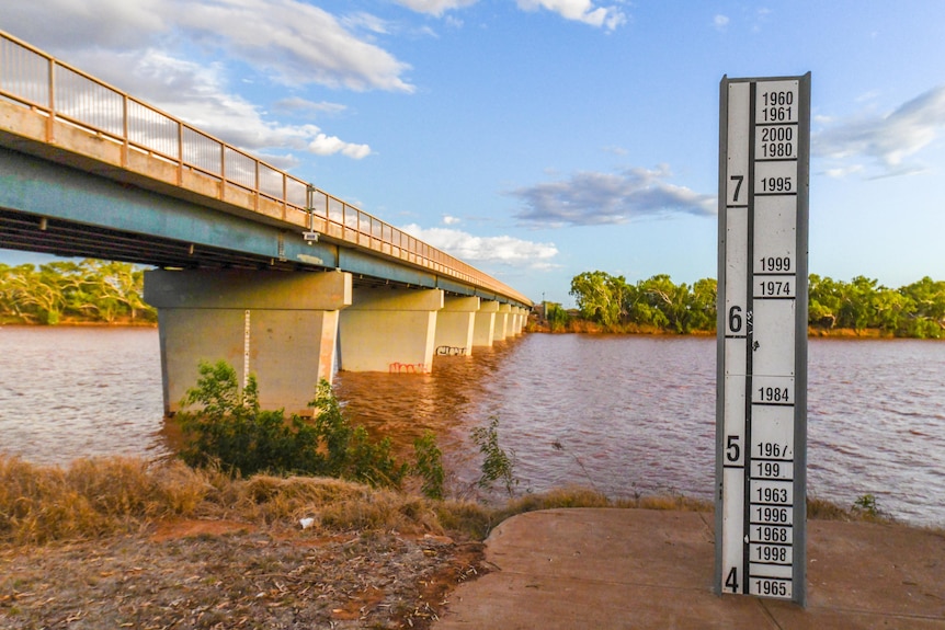 A river height indicator next to the Gascoyne River
