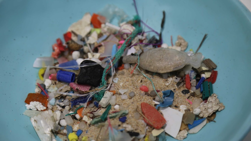 A close up of microplastics
