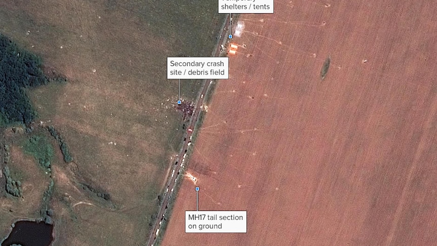 Satellite photo of MH17 secondary crash site in Ukraine