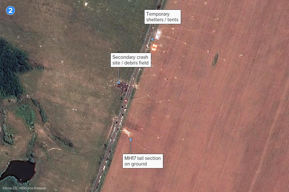 Satellite photo of MH17 secondary crash site in Ukraine