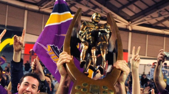 Happier days ... Cameron Smith holds aloft the premiership trophy in 2009