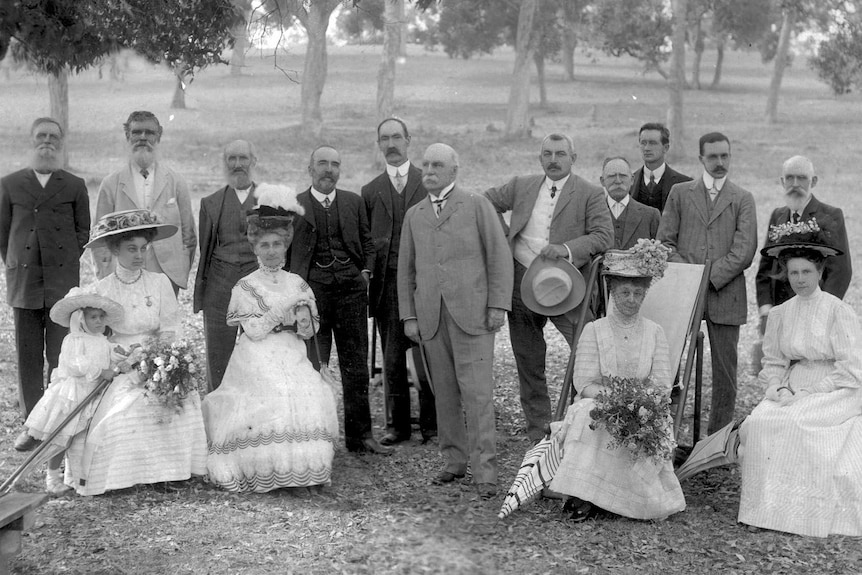 Sir Robert Tooth (centre) Lady Helen Tooth (foreground, second from right) and Kameruka staff