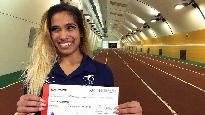 Paralympian Madison de Rozario with her ticket to Rio.