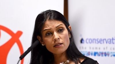 Priti Patel, former UK international development secretary, speaking at a Conservative event