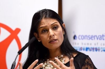 Priti Patel, former UK international development secretary, speaking at a Conservative event