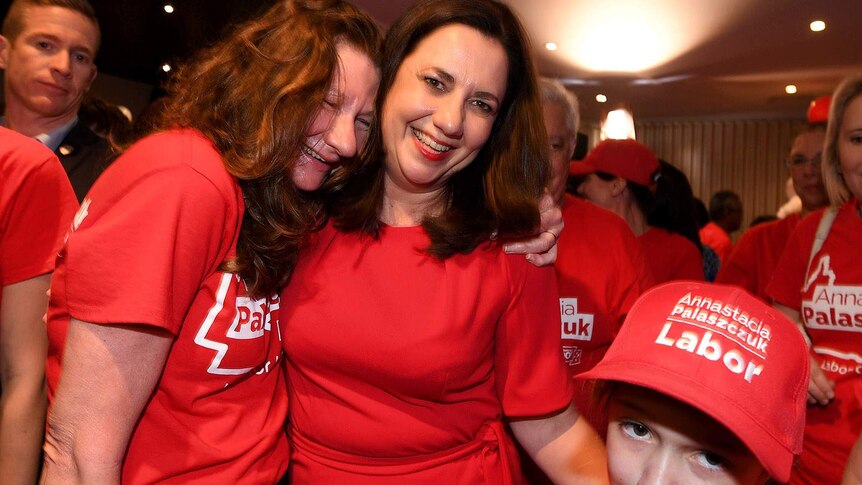 Annastacia Palaszczuk with Labor supporters at Oxley in Brisbane