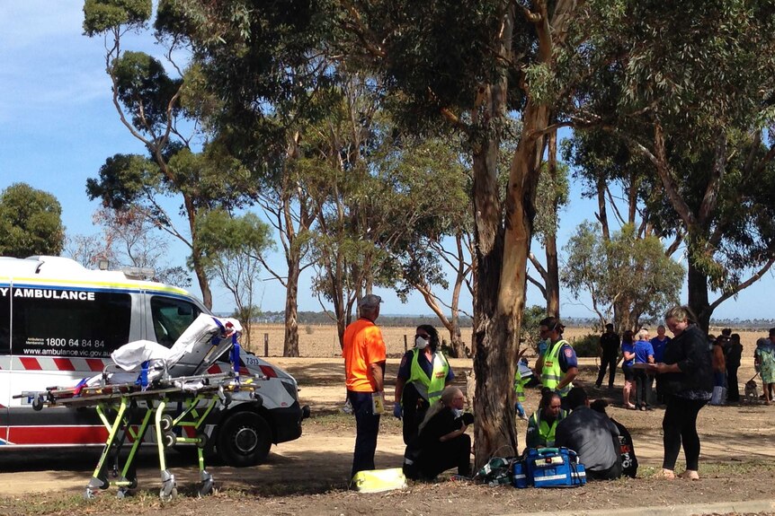 Ambulance services assess people after a hazardous liquid leak near Geelong