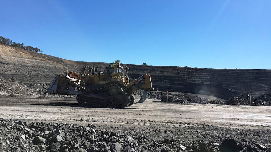 Bulldozer at the New Acland coal mine on Queensland's Darling Downs in August 2017.