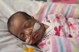 Dimitra Pappas sleeps in a crib at the Newborn Intensive Care Unit