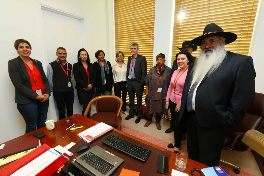 Senator Pat Dodson in an office in Parliament House.