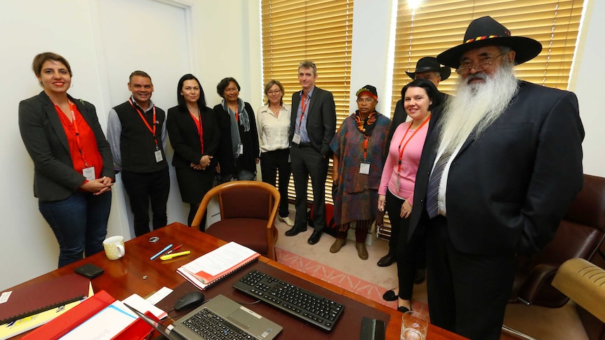 Senator Pat Dodson in an office in Parliament House.