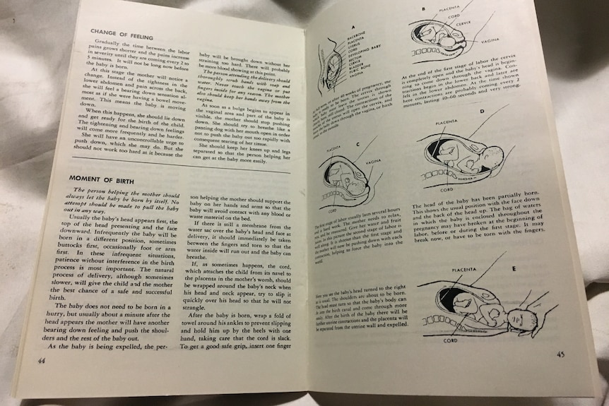 Inside a manual from a 1960 medical kit
