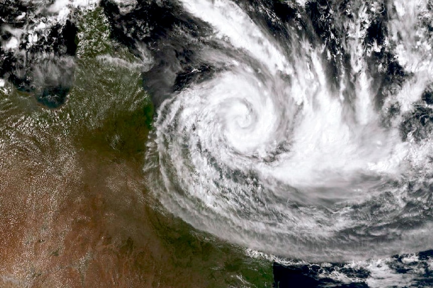 A satellite image of cyclone Debbie.