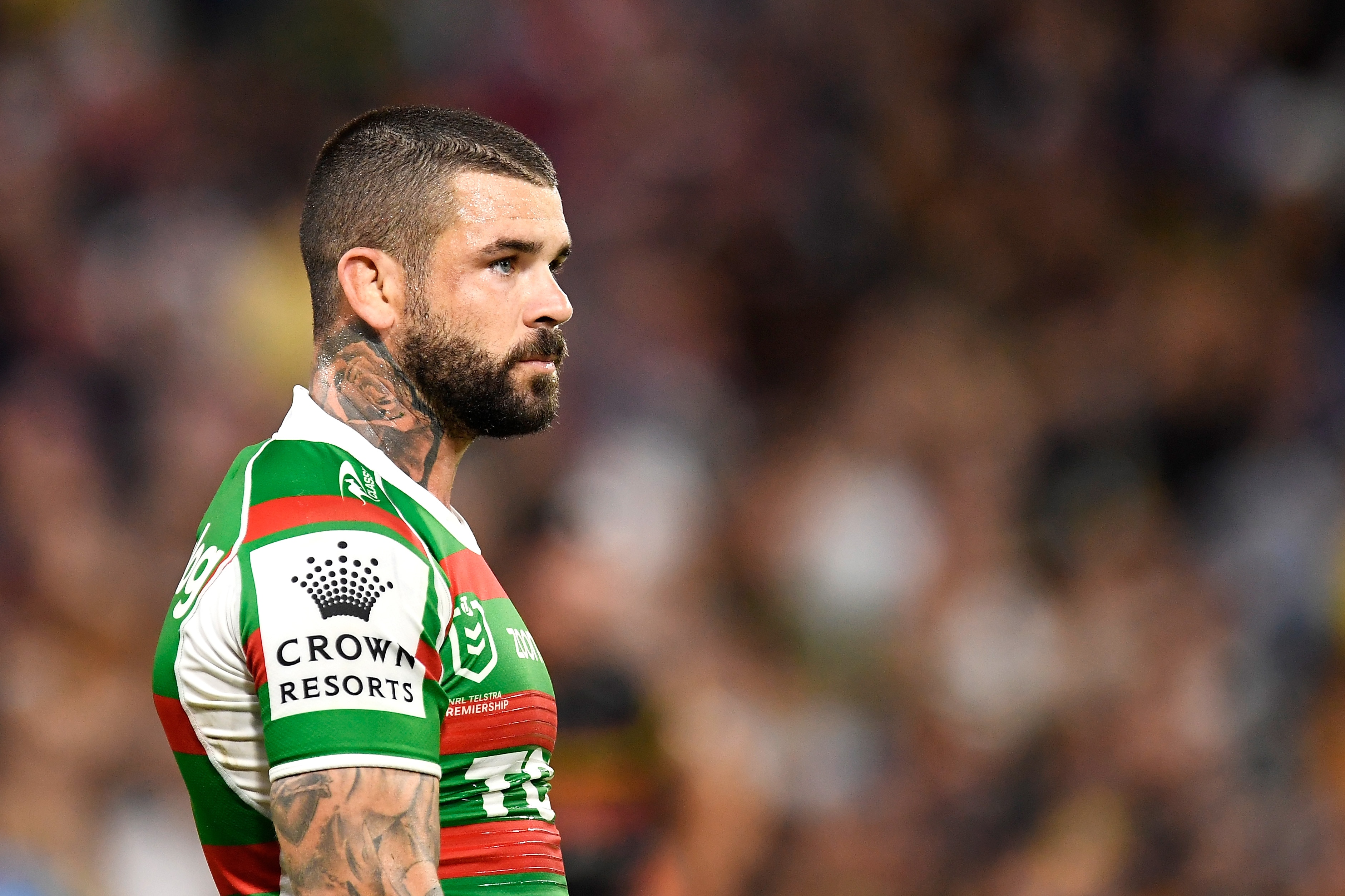 Head shot of a rugby league player in his team uniform during a match