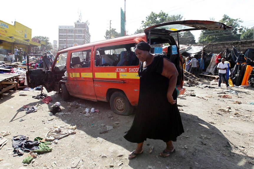Twin explosions rock Nairobi market