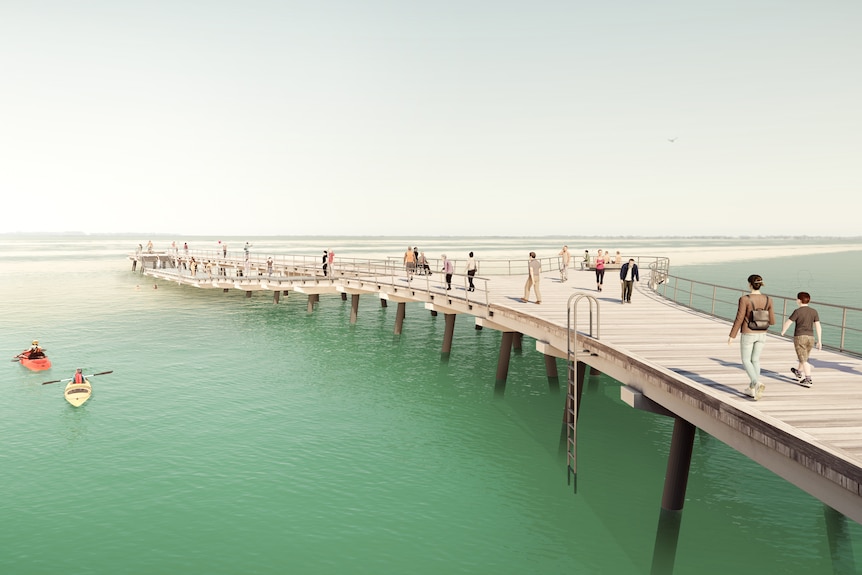 People walking and enjoying the new Altona Pier are pictured in concept art for for the new design.