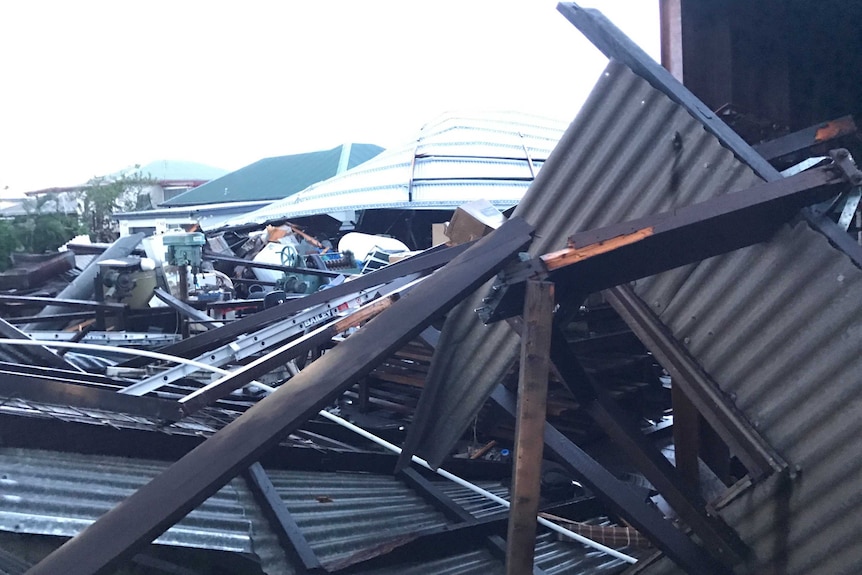Piles of debris in Proserpine following cyclone debbie
