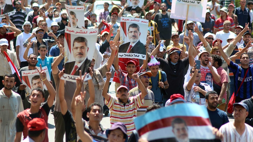 Muslim Brotherhood supporters demonstrate after the Mohammed Morsi  was overthrown