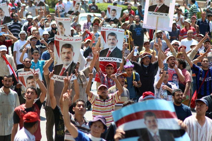 Muslim Brotherhood supporters demonstrate after the Mohammed Morsi  was overthrown