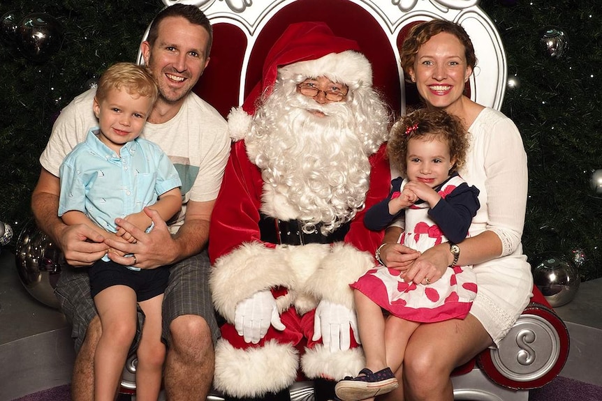 The Bowman family with Santa