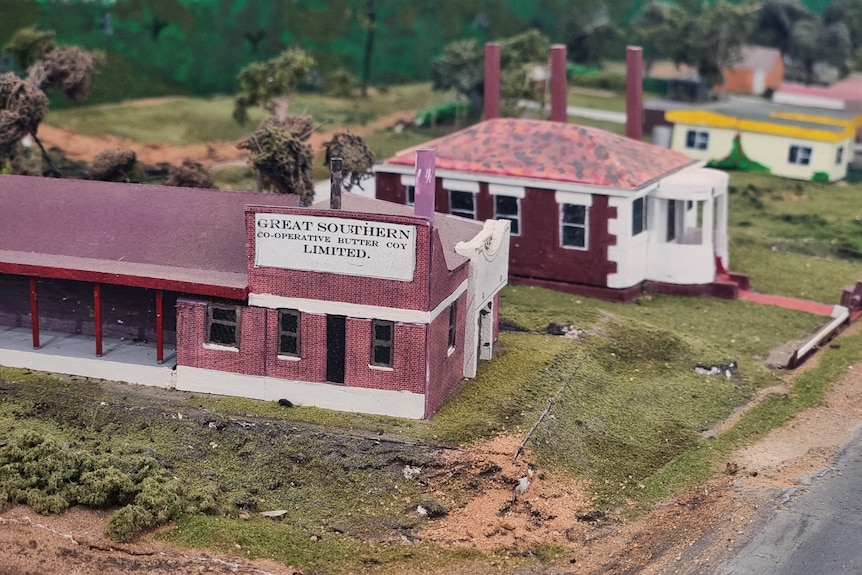 A replica of a building labelled "Great Southern Co-Operative Butter Coy Limited".