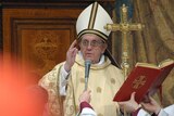 Pope Francis addresses cardinals during mass
