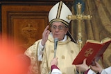 Pope Francis addresses cardinals during mass