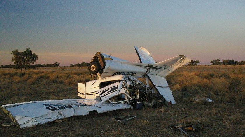 A crop-duster after crash-landing near Avon Downs in the NT.