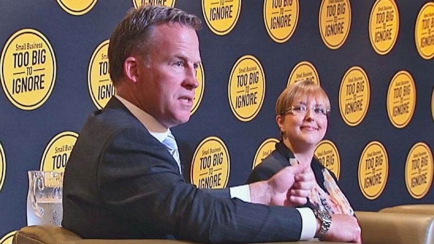 Tasmanian Liberal leader Will Hodgman and Premier Lara Giddings at a leaders' debate.
