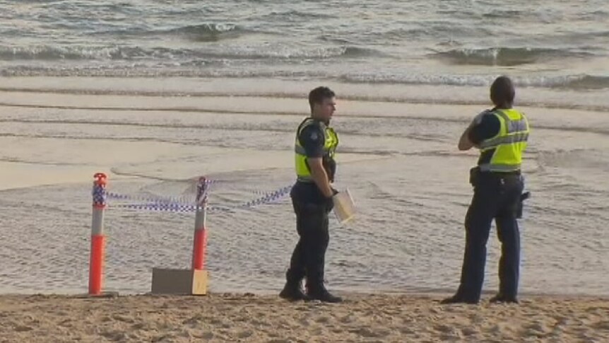 Police cordon off area where possible human remains have been found on St Kilda beach.