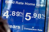 Interest rate sign outside bank