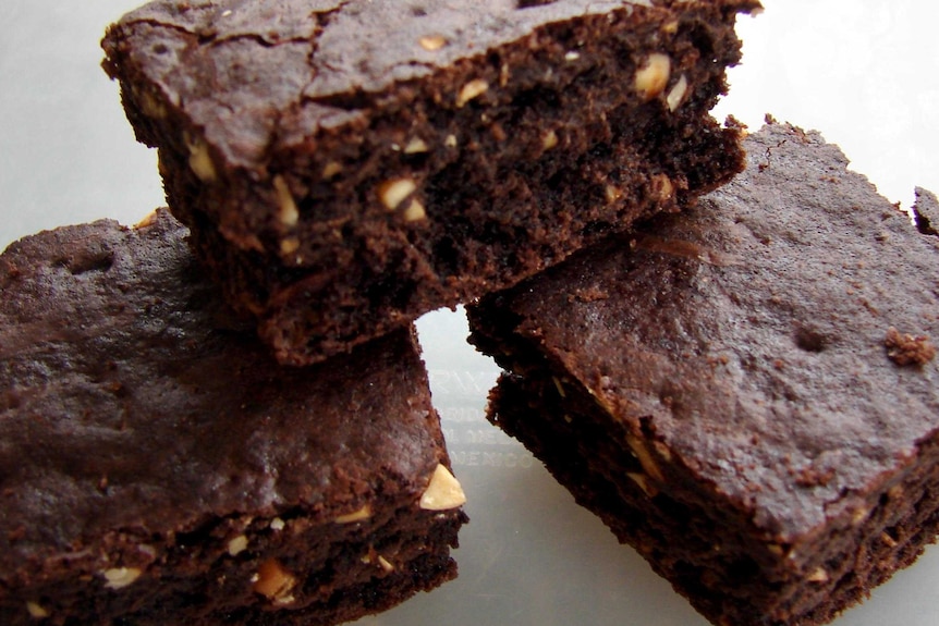 Brownies on a plate.