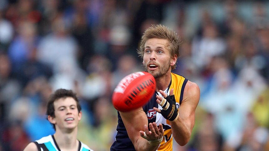 The wily Mark LeCras booted four goals for the Eagles.