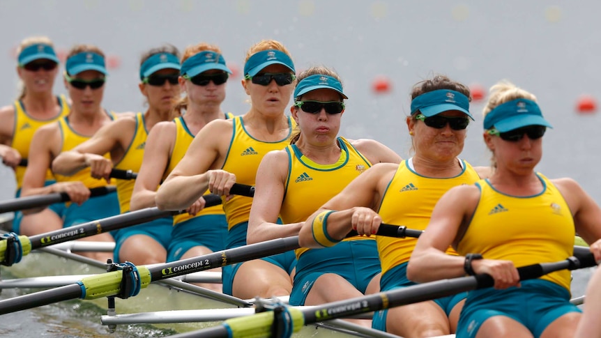 Team Australia rows in the women's eight repechage