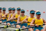 Team Australia rows in the women's eight repechage